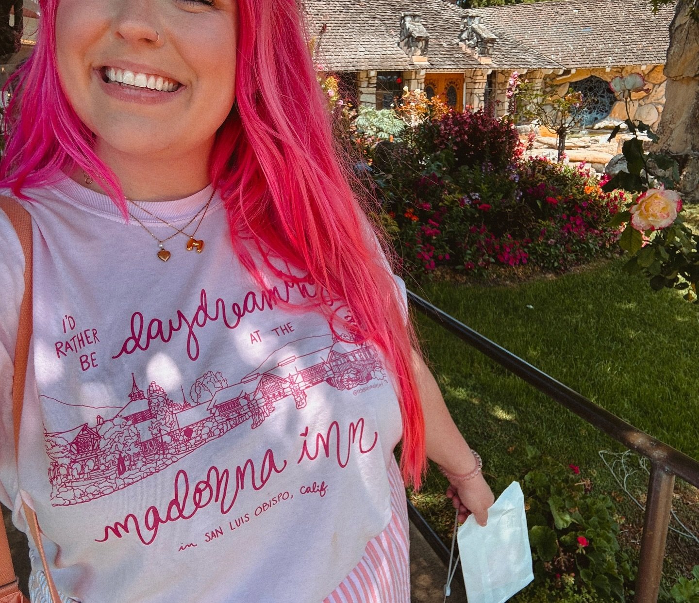 I&rsquo;d rather be daydreaming at the @madonnainn1958 ☁️💕✨

after loving it from afar (2,341 miles away, to be exact) for YEARS, I finally got to stay at the Madonna Inn last week!! in honor of the truly momentous occasion, I made this t-shirt to w