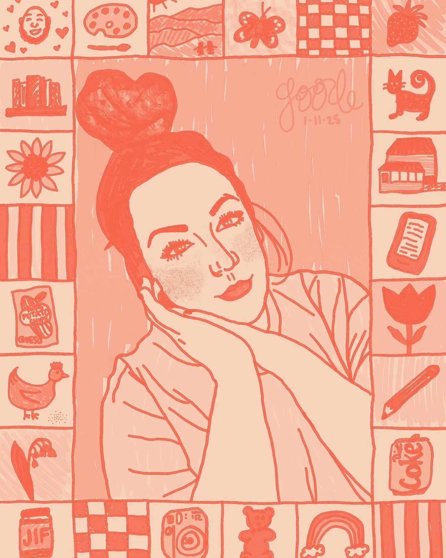 I call this one &ldquo;about me&rdquo; 🤗💅🏼✨

it was inspired by quilts and Jan Brett and all the things I love that help make me who I am. a great way to spend a few hours on a snow day!! 💖

the original selfie is on slide 2 if you are interested