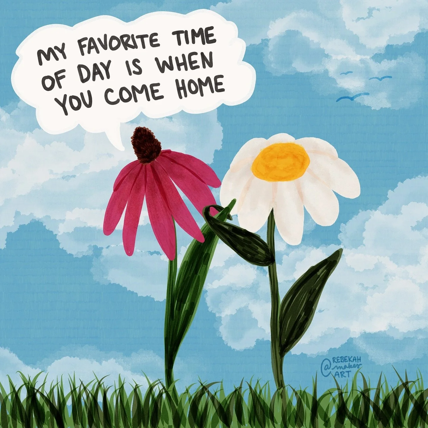 two wildflowers, holding leaves, very very much in love 💖

I&rsquo;m the echinacea, @that_goode_goode is the daisy 🌼

still in awe of @truegrittexturesupply&rsquo;s KolorMarc brushes. I mean look at that layered detail (swipe swipe swipe) the grass