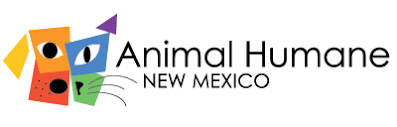 Logo for Animal Humane New Mexico featuring colorful animal shapes and a stylized cat face.