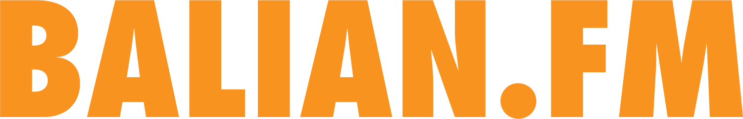 Text logo of BALIAN.FM in large orange font on a white background.
