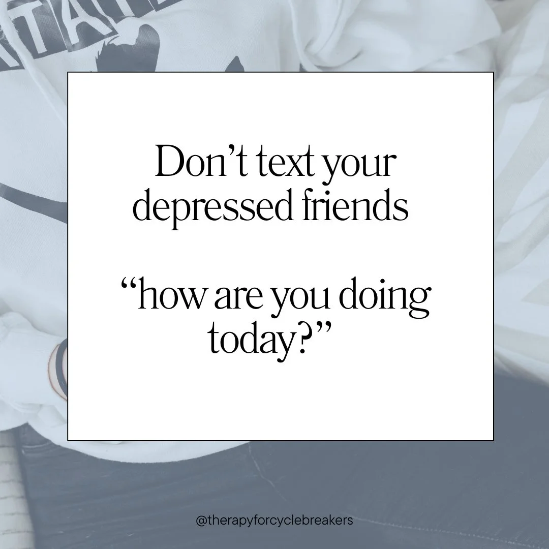 Don&rsquo;t text your depressed friends &ldquo;How are you today?&rdquo;⁠
Because the truth is&hellip; they still feel awful.⁠
And now they also feel guilty for not having a &ldquo;better&rdquo; answer.⁠
⁠
Try this instead:⁠
⁠
💛 &ldquo;I&rsquo;m thi