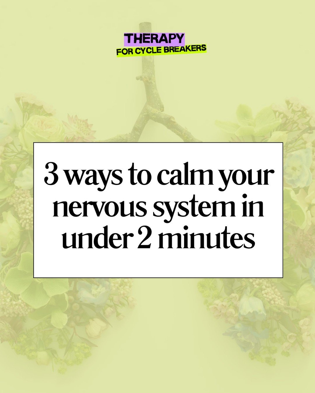 3 ways to calm your nervous system in under 2 minutes ⏱️⁠
⁠
When your nervous system is regulated, your brain can think more clearly, emotions feel more manageable, and your body isn&rsquo;t stuck in survival mode. Regulation helps shift you out of f