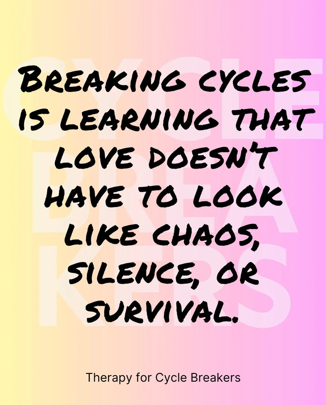 Breaking cycles is learning that love doesn&rsquo;t have to look like chaos, silence, or survival.⁠
⁠
A lot of us grew up thinking love meant walking on eggshells.⁠
Or keeping the peace at all costs.⁠
Or fighting constantly and calling it &ldquo;pass