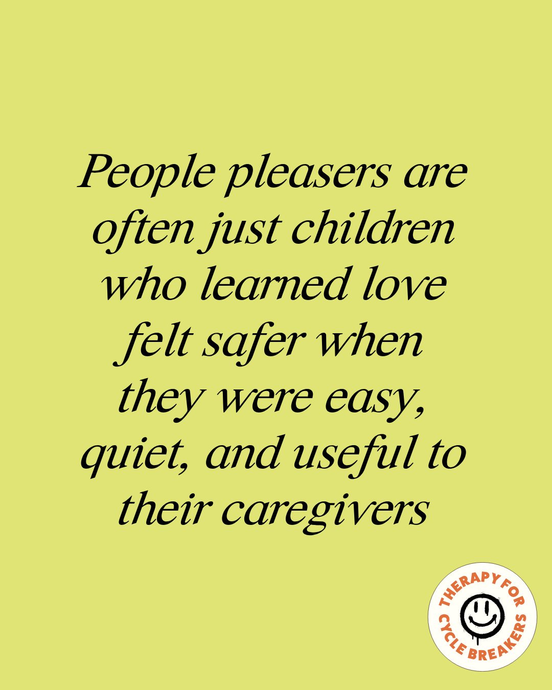 People pleasers are often not &ldquo;just nice people.&rdquo; ⁠
⁠
A lot of them were kids who learned very early that love, safety, praise, or connection felt more available when they were easy, quiet, helpful, low-maintenance, or useful to the adult