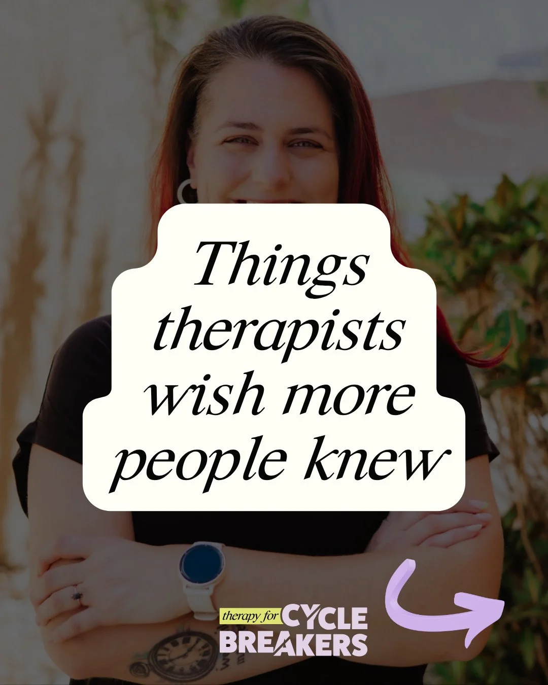 Things therapists wish more people knew:⁠
⁠
🖤 You do not need a &ldquo;huge problem&rdquo; or full-blown crisis to seek therapy.⁠
⁠
Therapy can be for:⁠
⁠
stress⁠
burnout⁠
boundaries⁠
anxiety⁠
relationships⁠
self-esteem⁠
childhood patterns⁠
emotiona