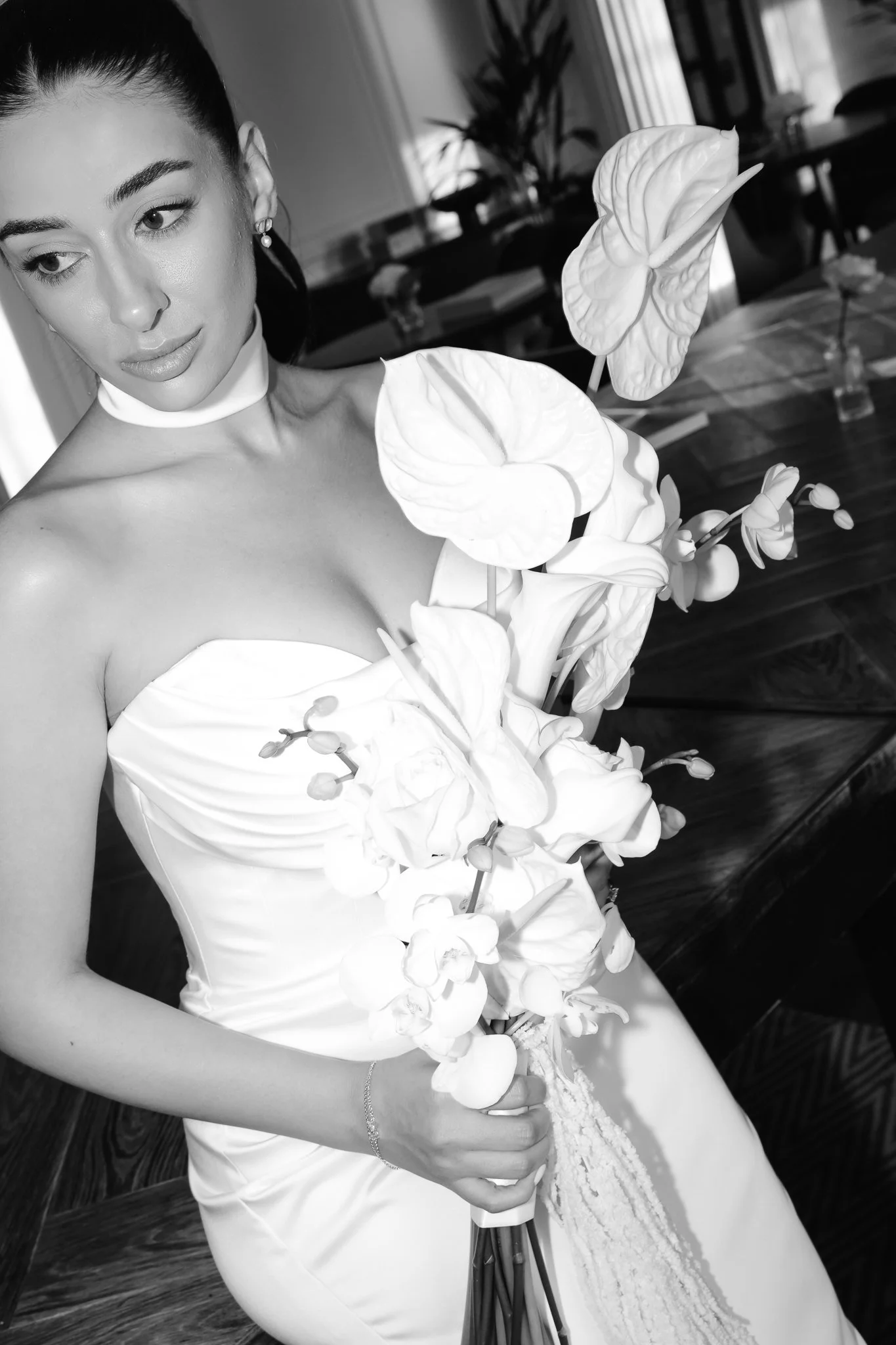 Close up bridal portrait at Blythswood square hotel in Glasgow