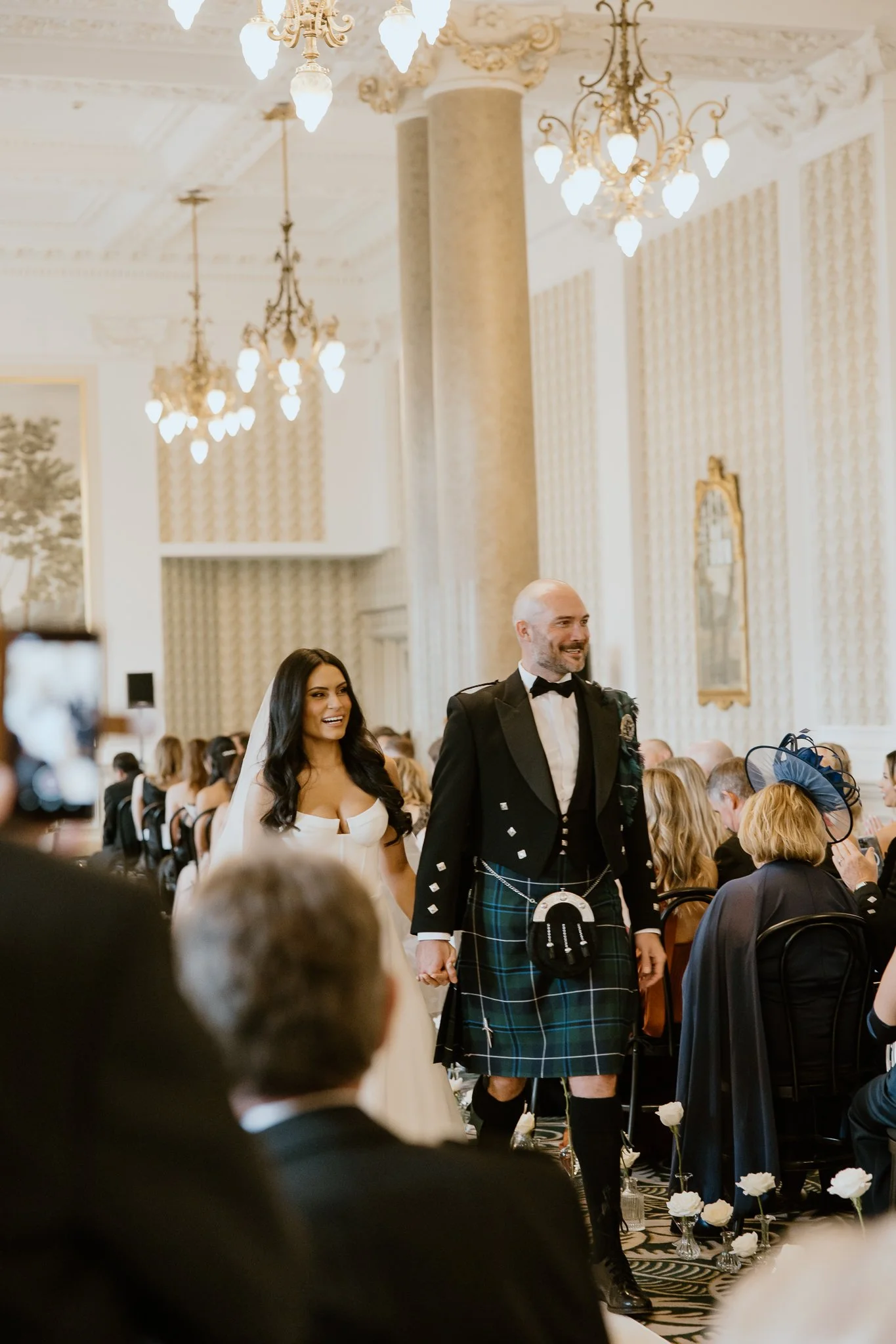 Fashion led Balmoral wedding photographer in Edinburgh