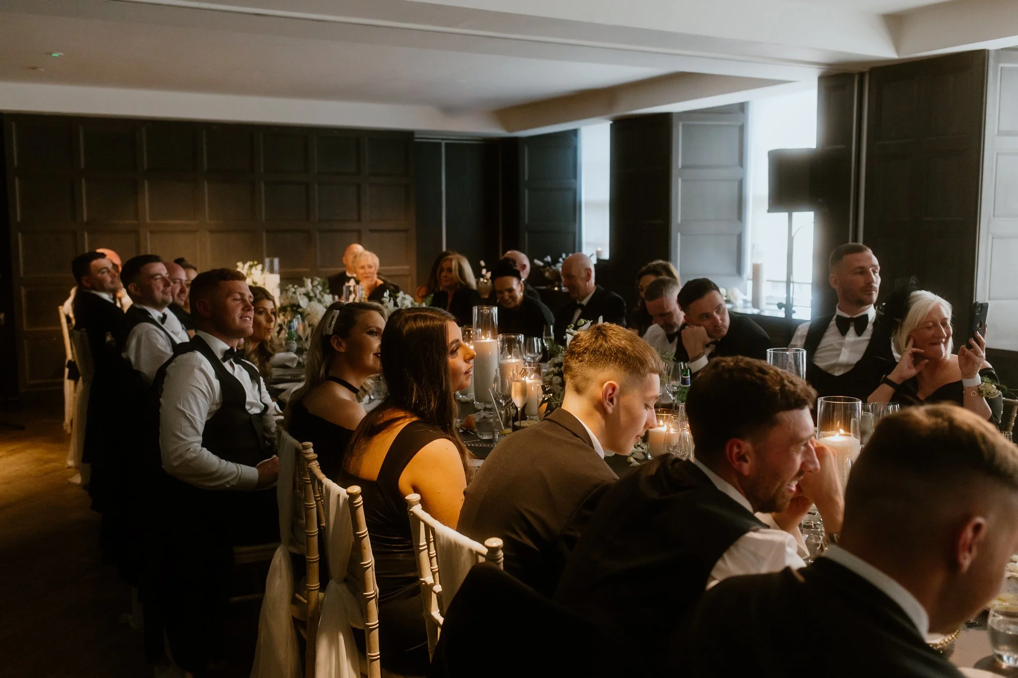 Candid photos of the guests during the speeches at Blythswood Square Hotel in Glasgow