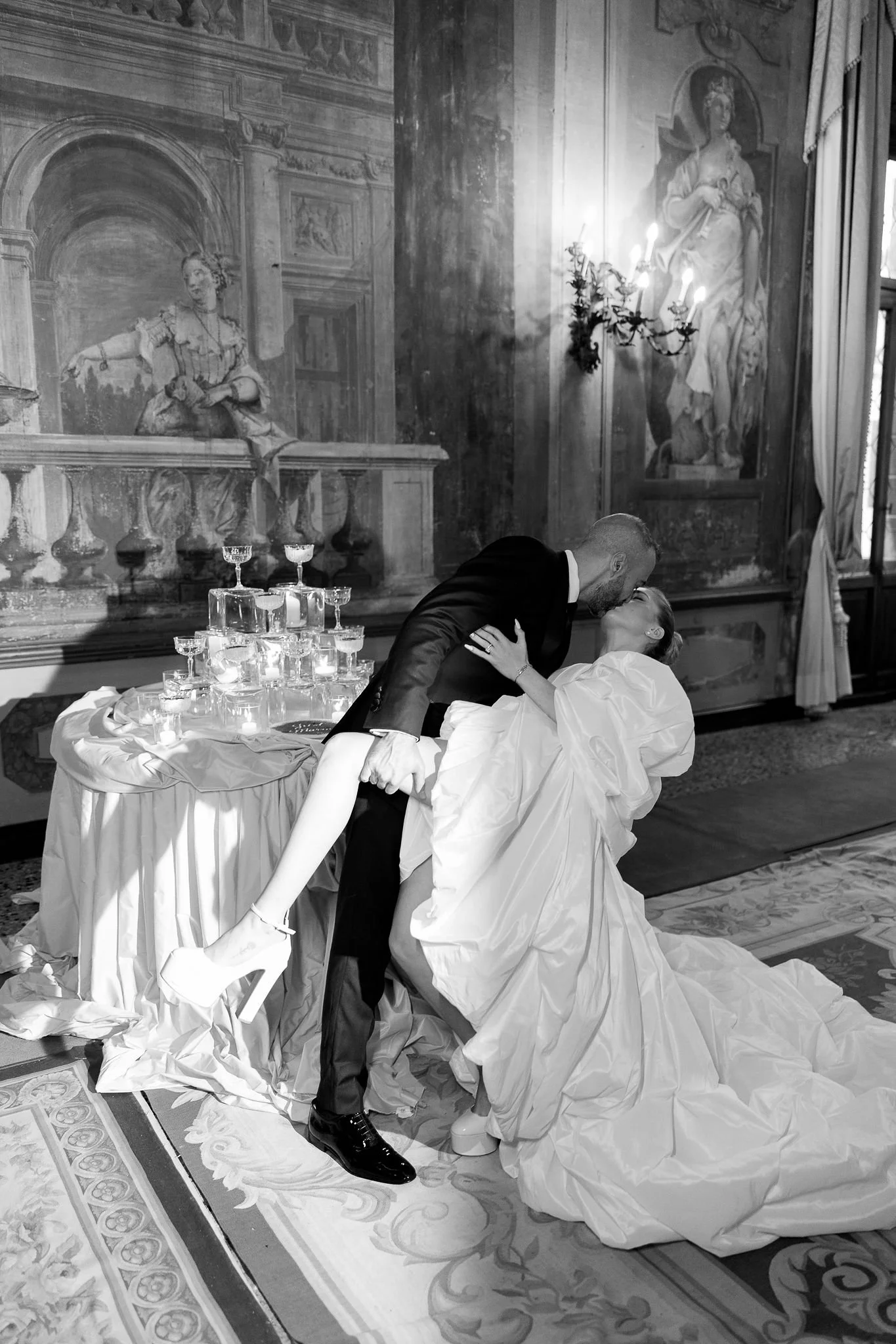 Editorial fashion moment captured at Ca Sagredo in Venice