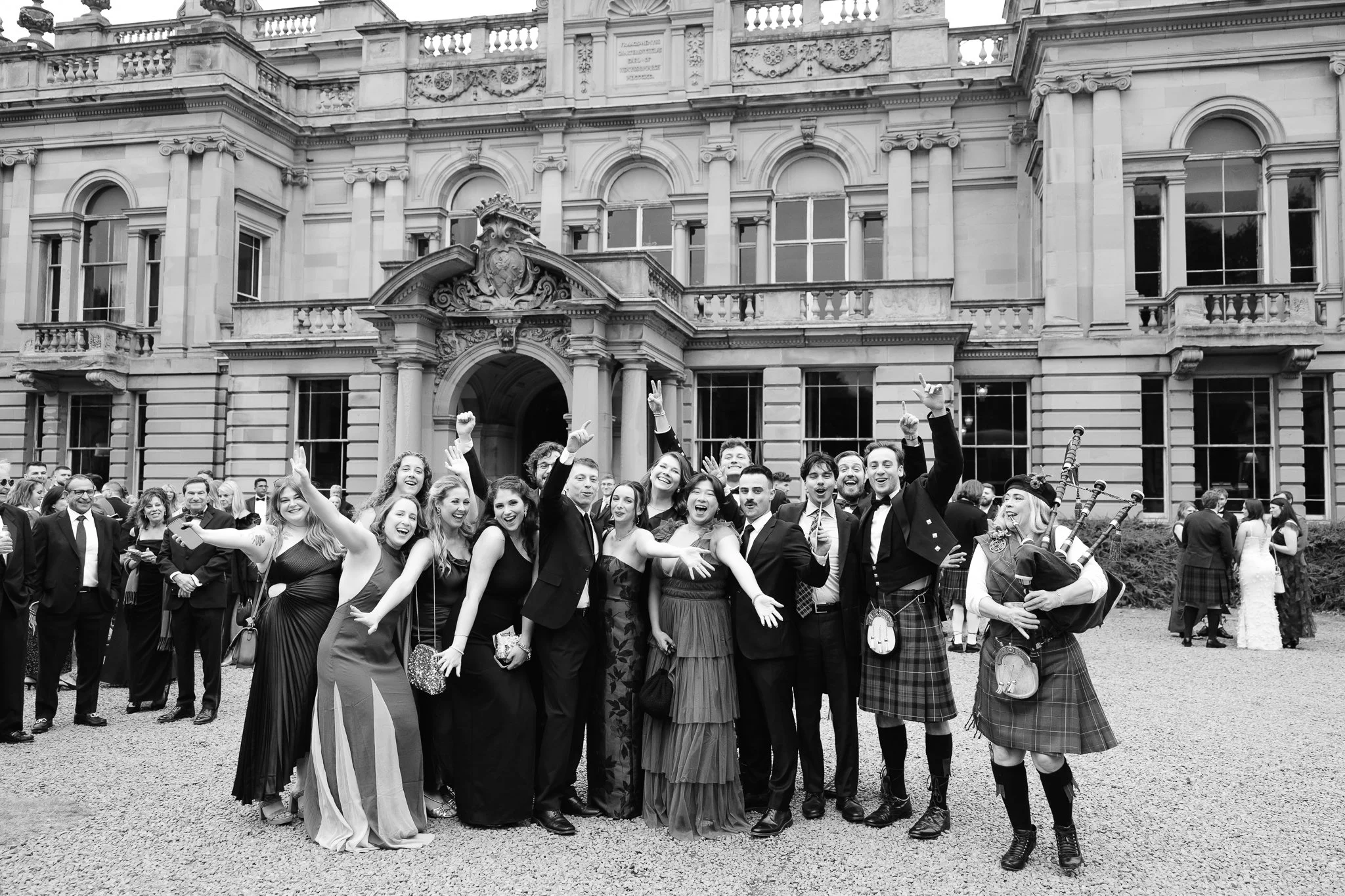 American guests at the luxurious Gosford House near Edinburgh for destination, international wedding in Scotland