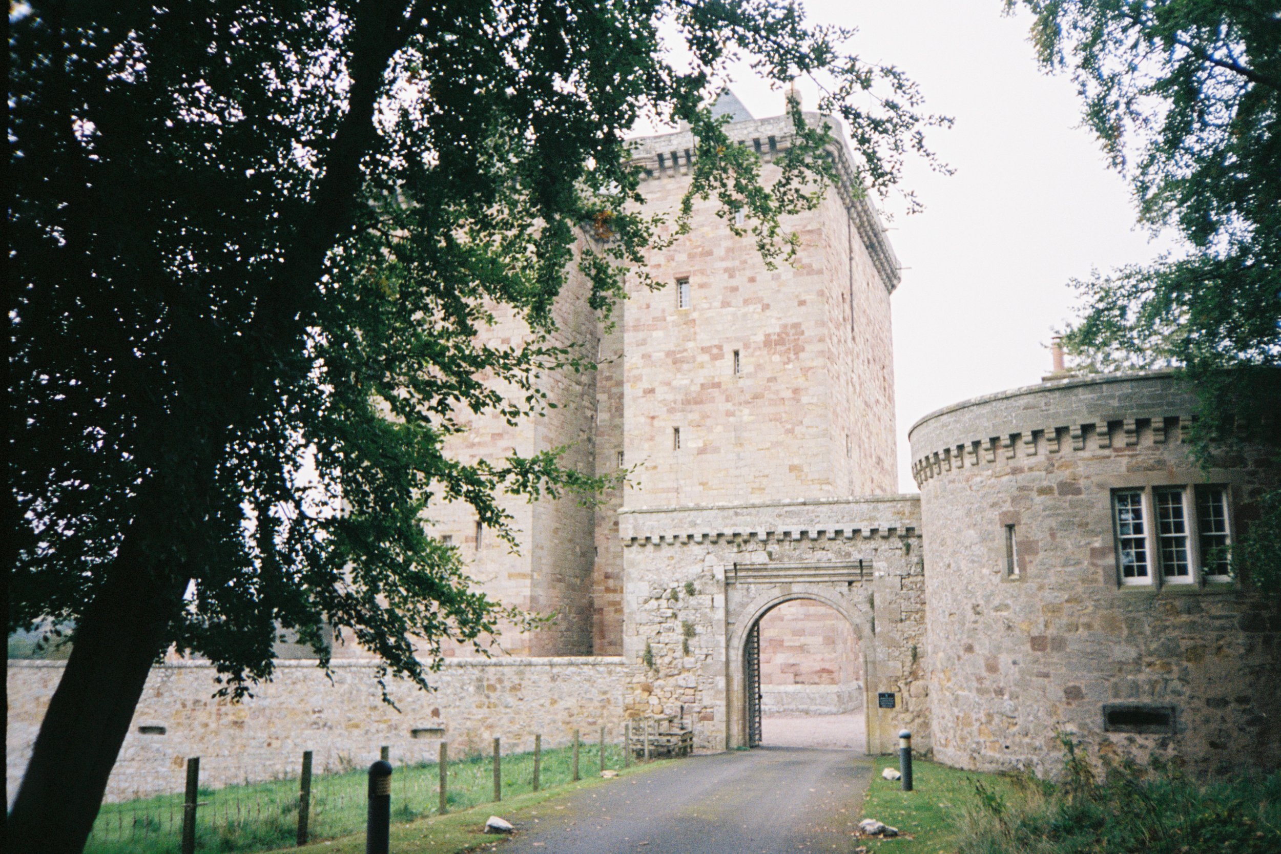 Borthwick castle for American couples captured on 35mm film