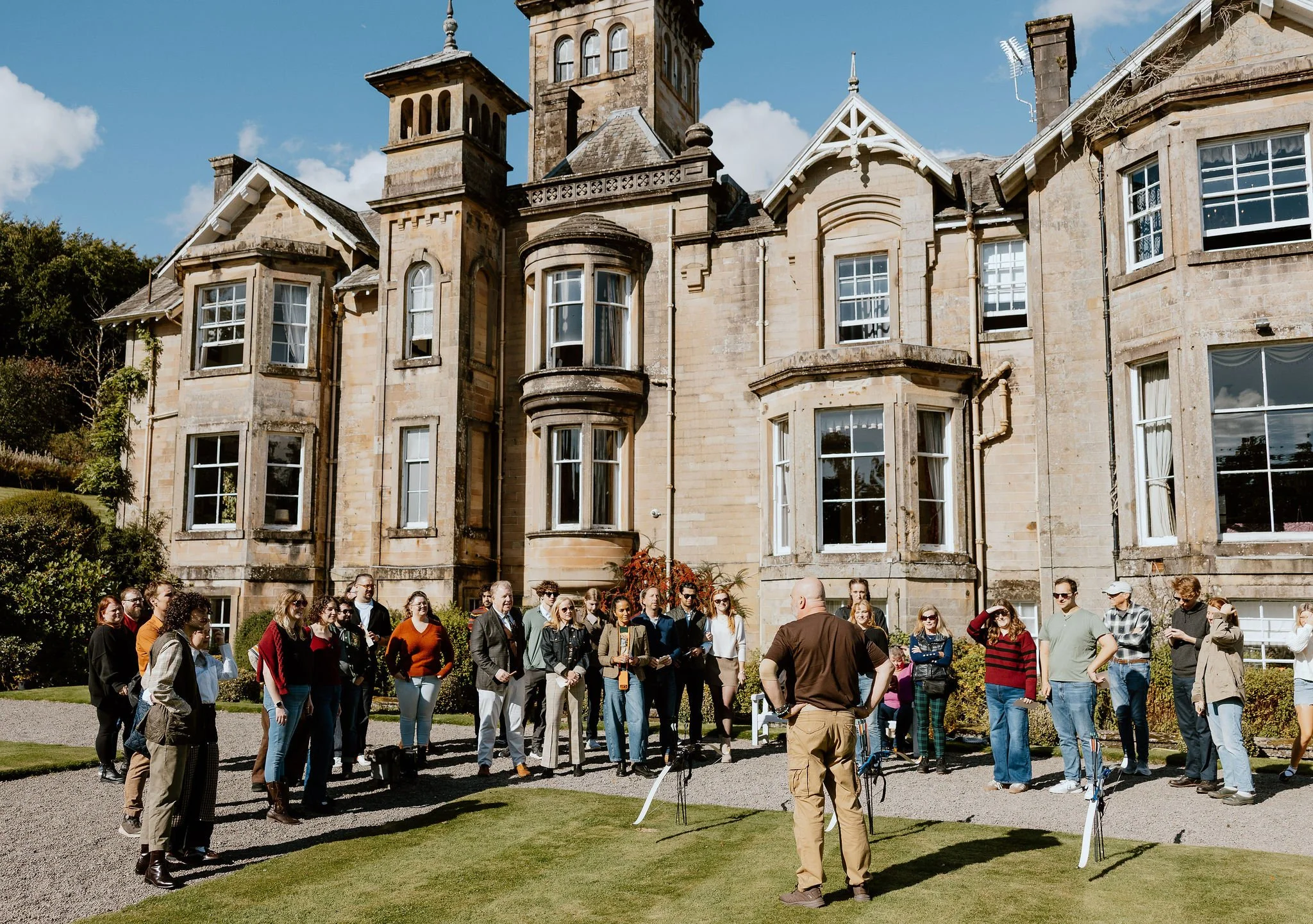 Scottish archery wedding experience for American guests at Auchen castle