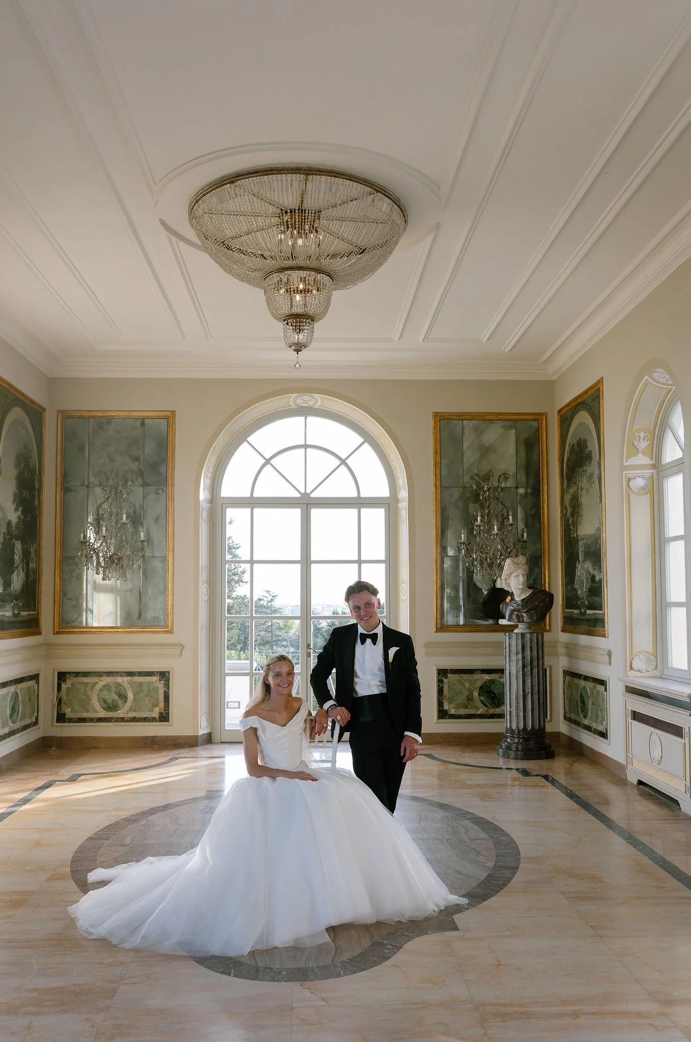 Fashion inspired destination wedding portraits at the luxurious Villa Miani in Rome