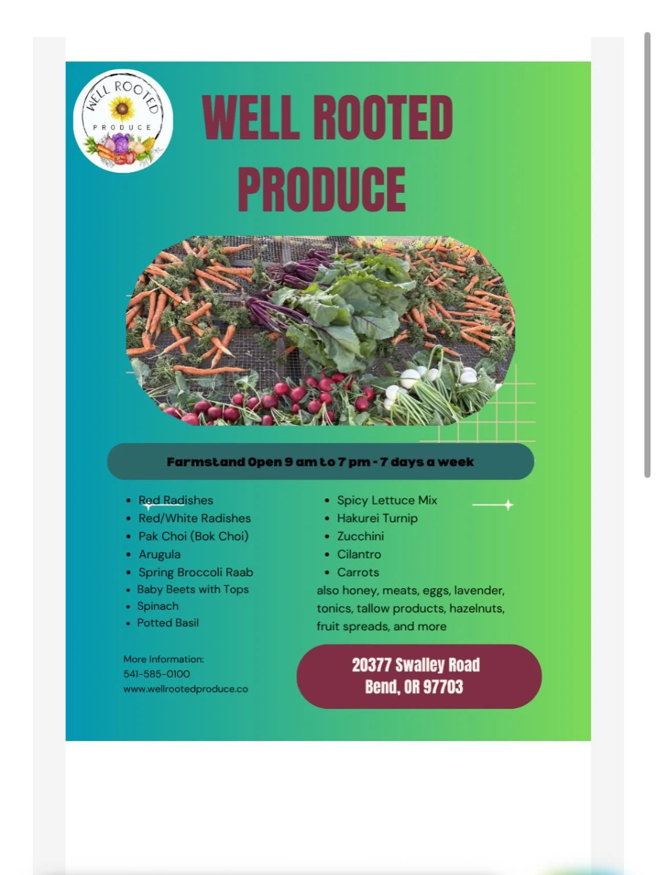 Grown in our greenhouses in Tumalo. Truly local. #wellrootedproduce #farmtotable #bendoregon