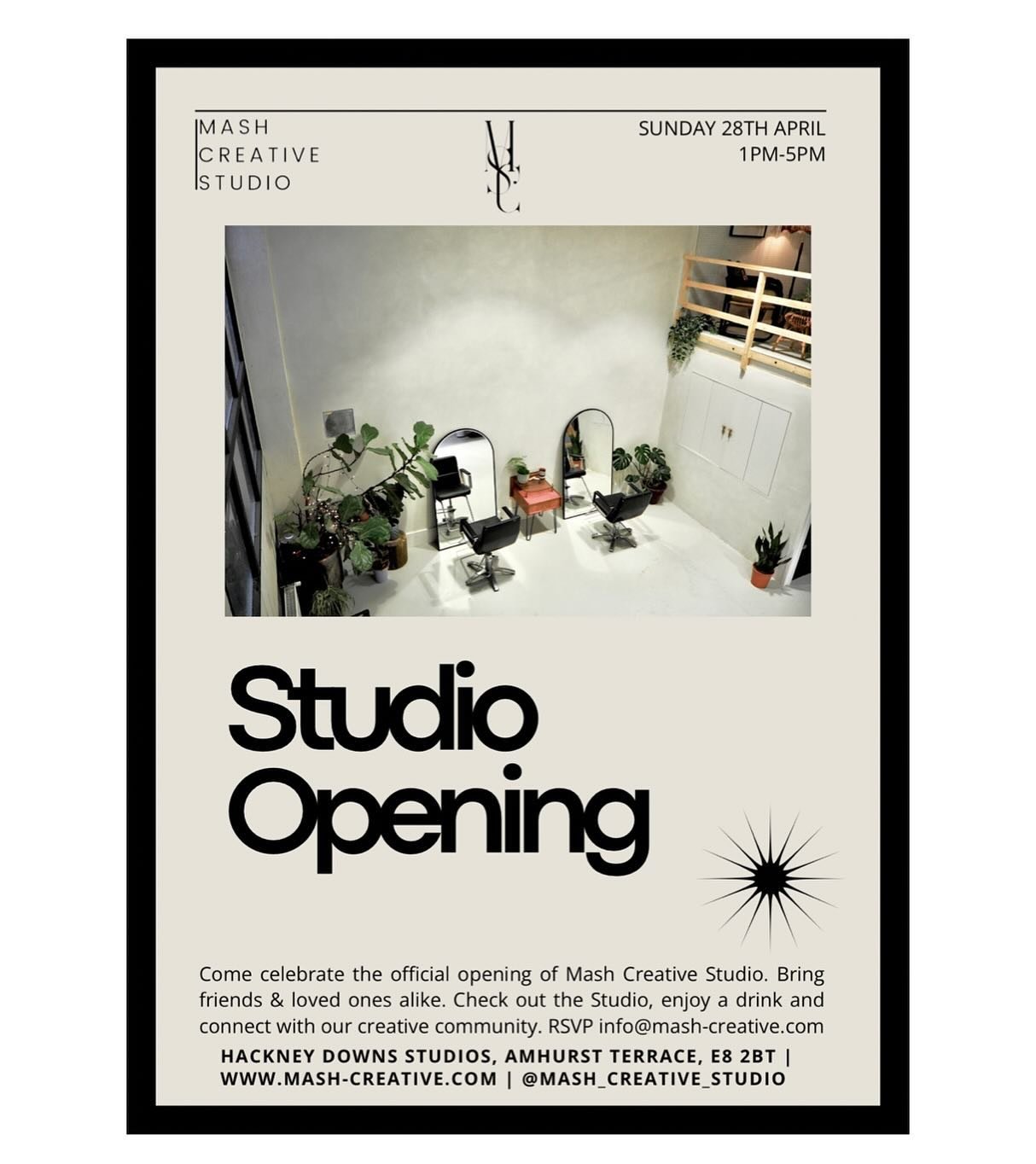 This time next week&hellip;.. Sunday 28th April&hellip;.. Mash Creative Studio Opening 🖤 1pm-5pm 

Come celebrate with us, bring friends &amp; loved ones alike. Check out our studio, enjoy a drink and connect with our creative community 

#creatives