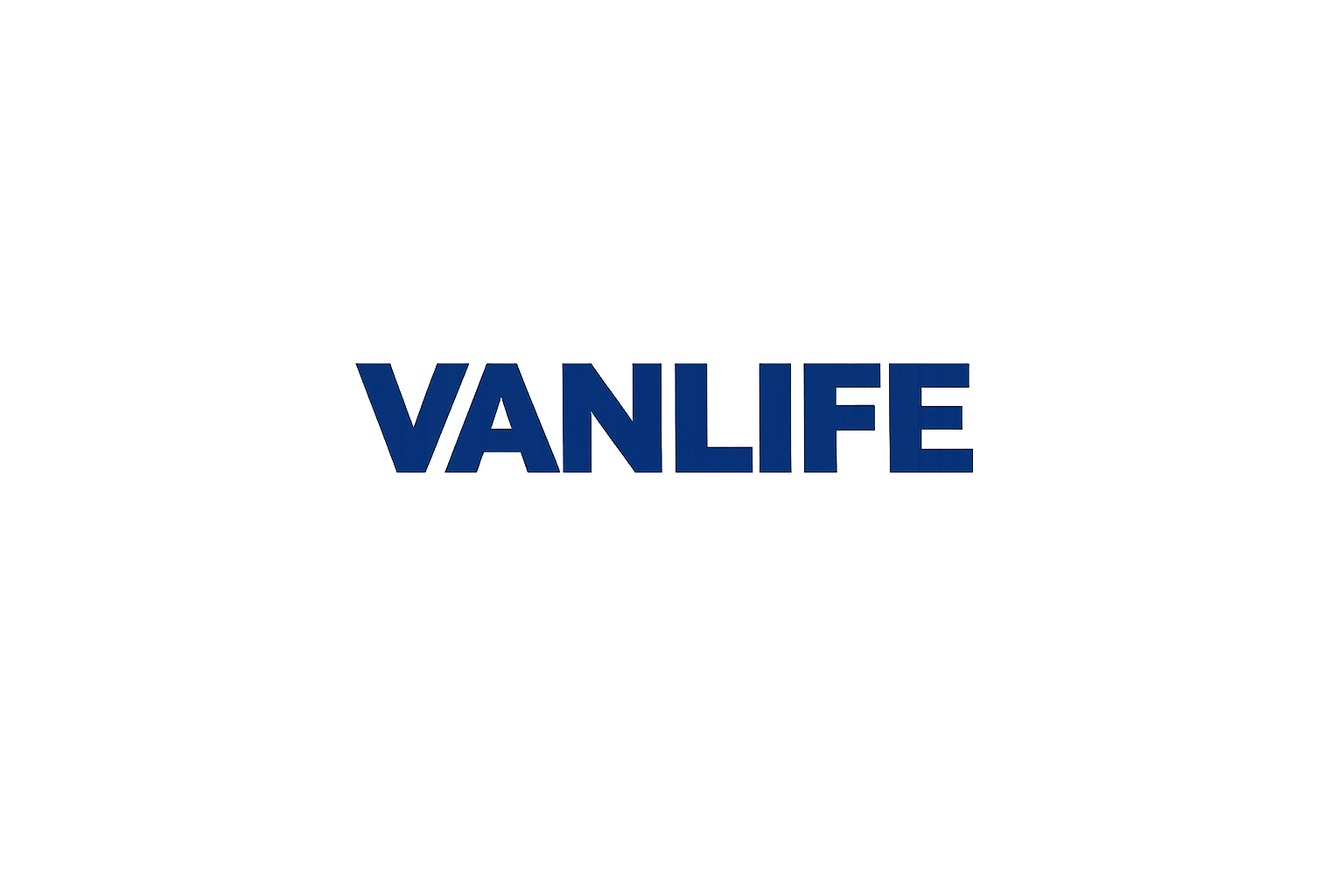Text spelling out "VANLIFE" in blue against a gray background with a gradient focus.