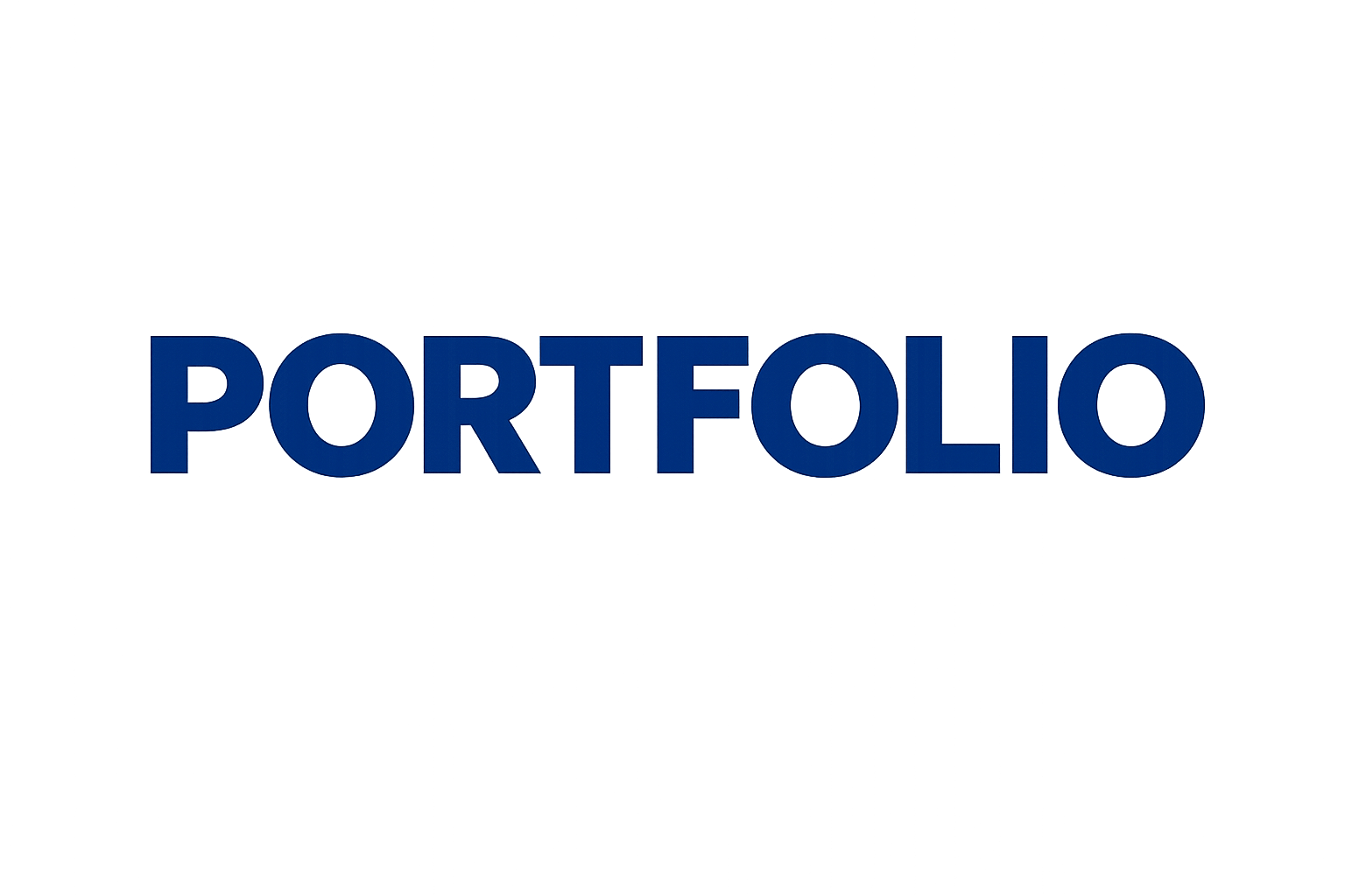 The word 'PORTFOLIO' written in large, blue, uppercase letters with a shadow effect on a dark background.