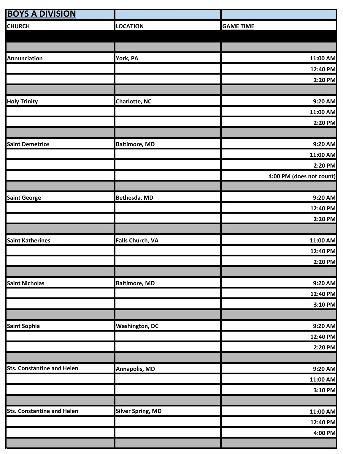 Click to download the Boys A schedule as a PDF document.