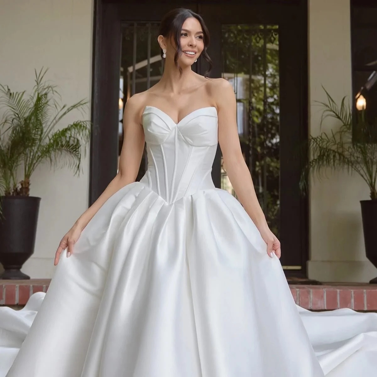 brides have been asking for drop waist options &amp; this beauty is now in the shop! cat eye neckline + drop waist + mikado = perfection 🤍