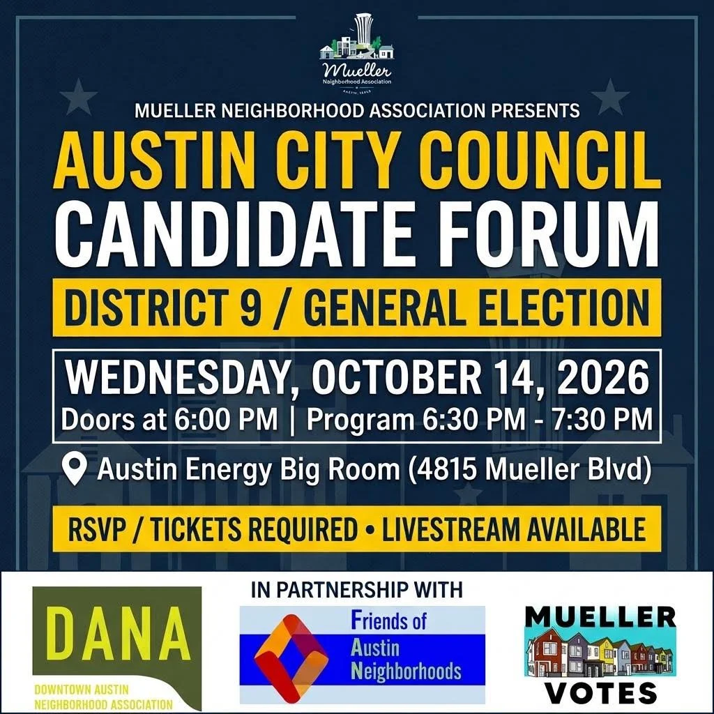 Austin City Council Candidate Forum (District 9 / General Election) - NOTE:  EVENT CANCELLED