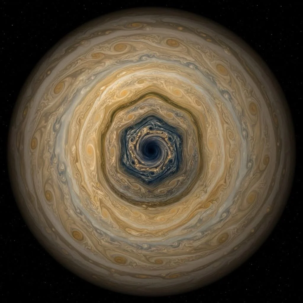 Not Uranus. No falling in. ⚡️This is the clearest view ever captured of Saturn&rsquo;s North Pole. Hexagonal storm, that has been raging for centuries, spanning more than 30,000km across. You could drop three Earths side-by-side into this vortex and 