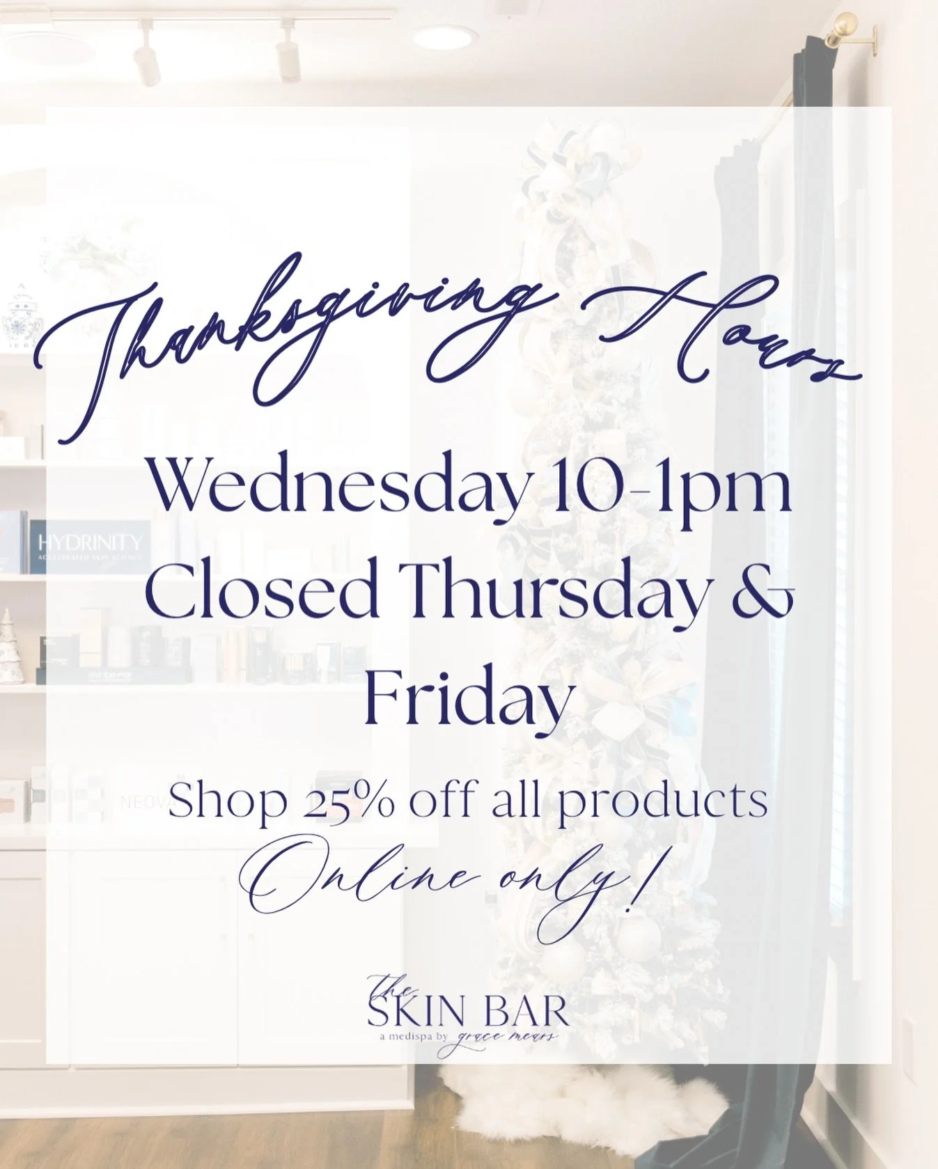 We are so thankful for each of you 🤍✨
Here are our hours for this week!
Don&rsquo;t forget &mdash; our Black Friday sale is live online so you can shop anytime + anywhere. Treat yourself or get ahead on gifting