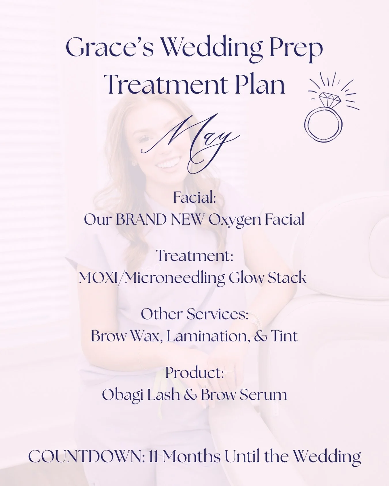 Another month closer to &ldquo;I do&rdquo; &amp; another step in the bridal glow journey 💍✨

This month&rsquo;s wedding prep plan is all about glowing skin, healthy brows/lashes, and treatments that build results over time 🤍

✨ Oxygen Facial
✨ MOXI