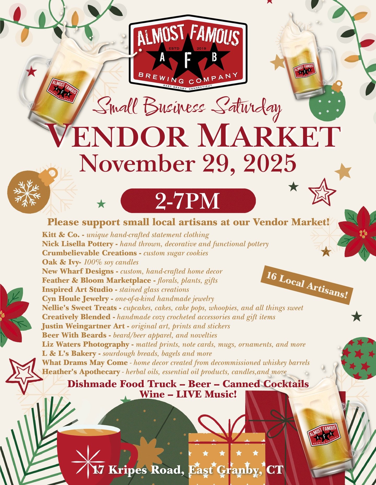 Today! Make us a stop on your Small Business Saturday adventures. 2-7PM