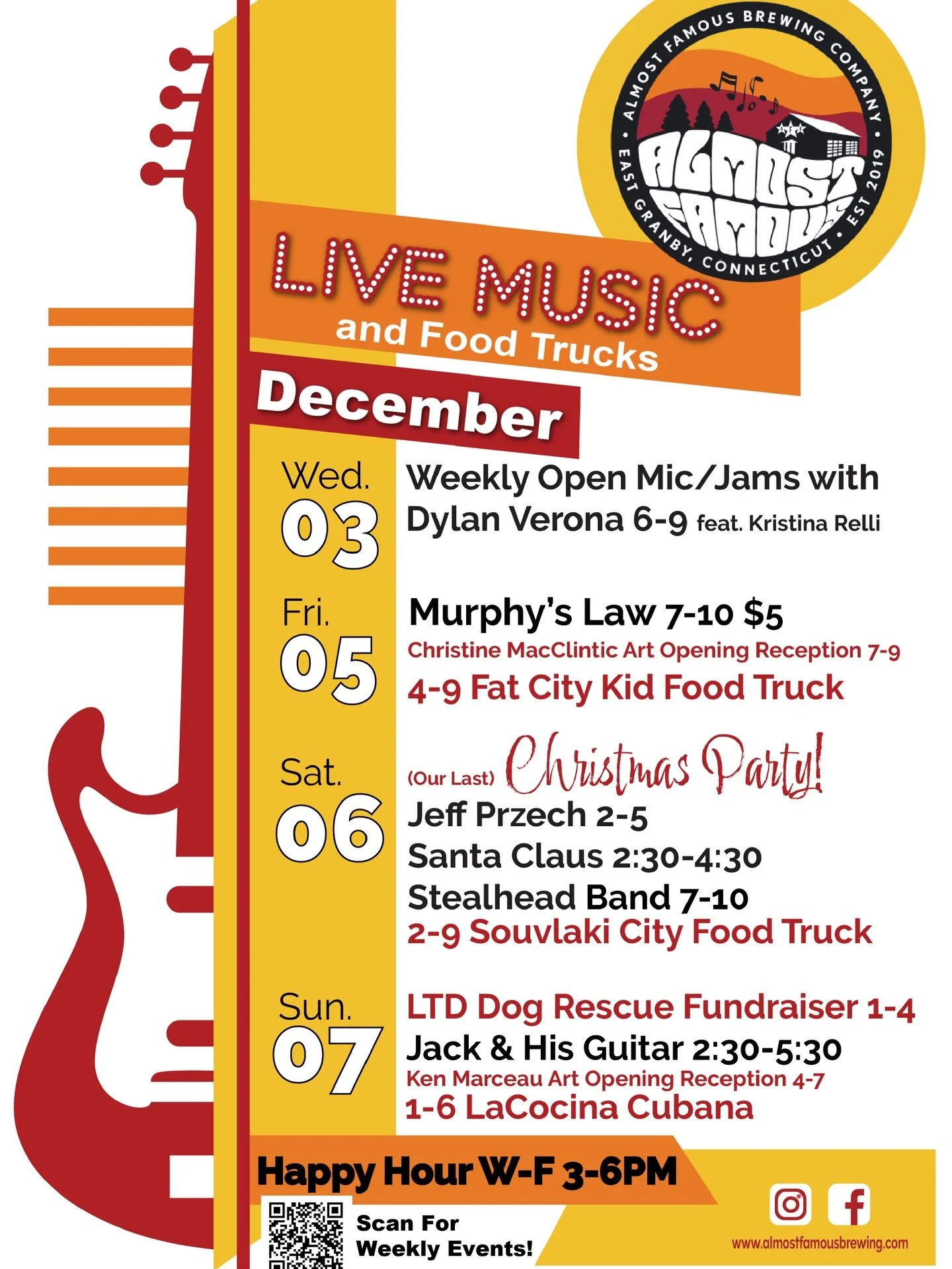 &lsquo;𝑻𝒊𝒔 𝒕𝒉𝒆 𝒔𝒆𝒂𝒔𝒐𝒏!
🍺Happy Hour W-F 3-6PM Select brews $5
🍺Pinball and Billiards rooms open during our normal business hours unless specified otherwise.
🍺 𝐃𝐞𝐜𝐞𝐦𝐛𝐞𝐫 𝐅𝐞𝐚𝐭𝐮𝐫𝐞𝐝 𝐀𝐫𝐭𝐢𝐬𝐭𝐬:
@cmacclintic Studio B and @