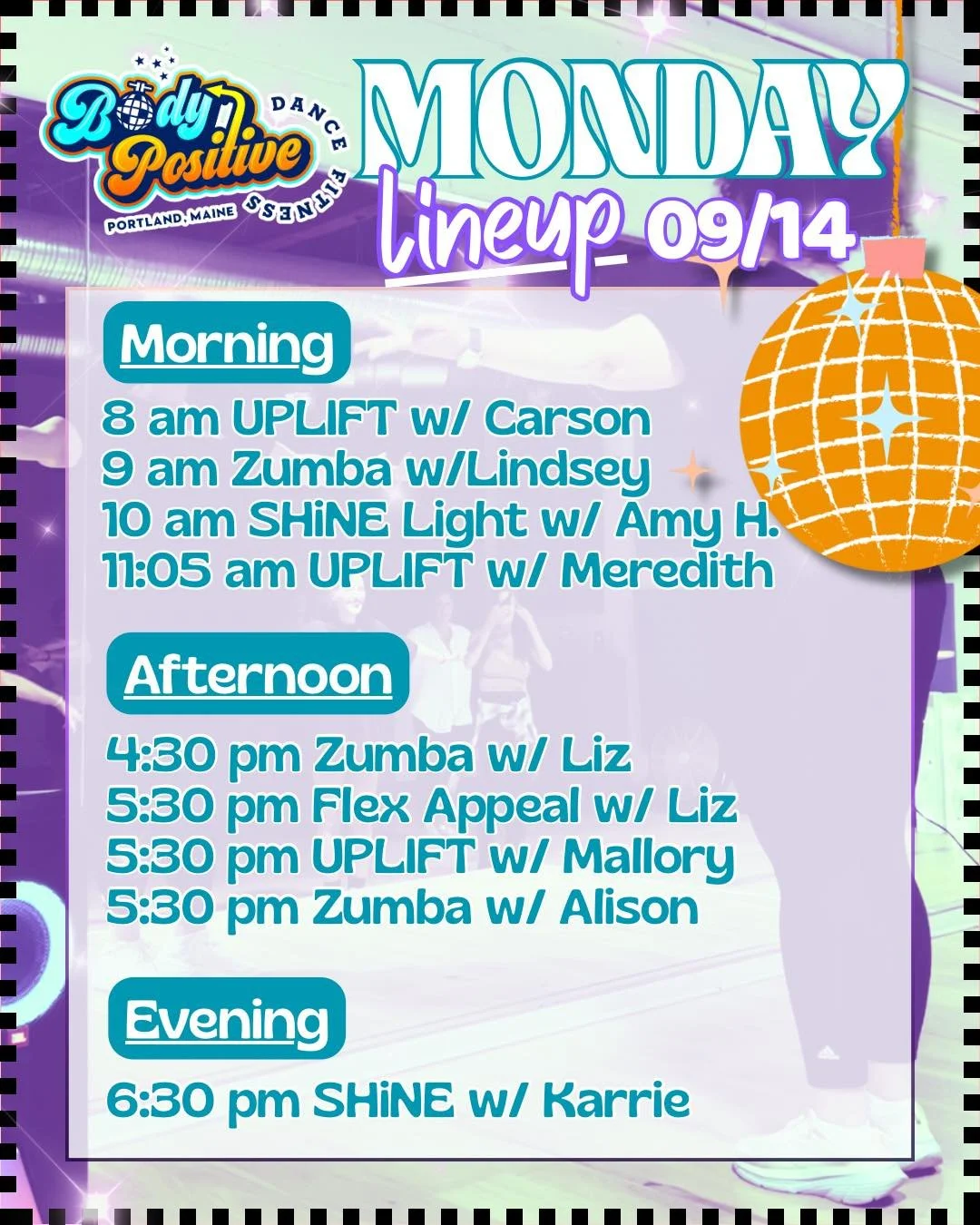 MONDAY, SEPTEMBER 14, 2026

There&rsquo;s no need to make things complicated. Pick a class, put on your shoes, and come have some fun with us! 💃🏻

#shinefitness #flexappeal #shinelightdancefitness #upliftstrengthfitness #zumbadancefitness #strength