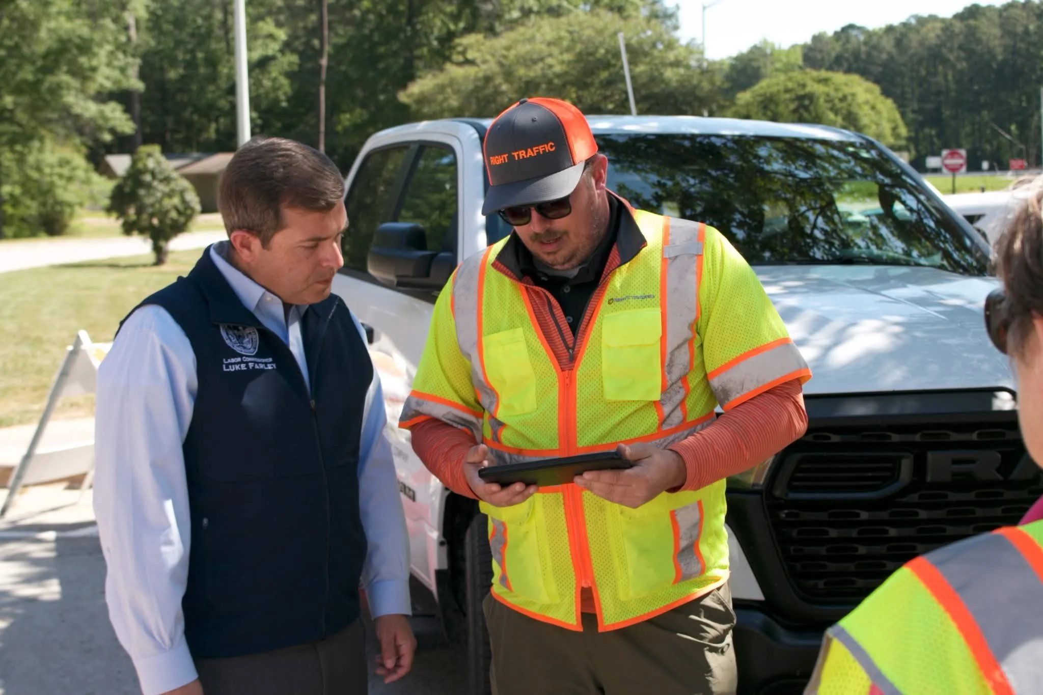 NC Labor Commissioner Luke Farley and Right Traffic Integration Manager Joey Dudley..jpeg