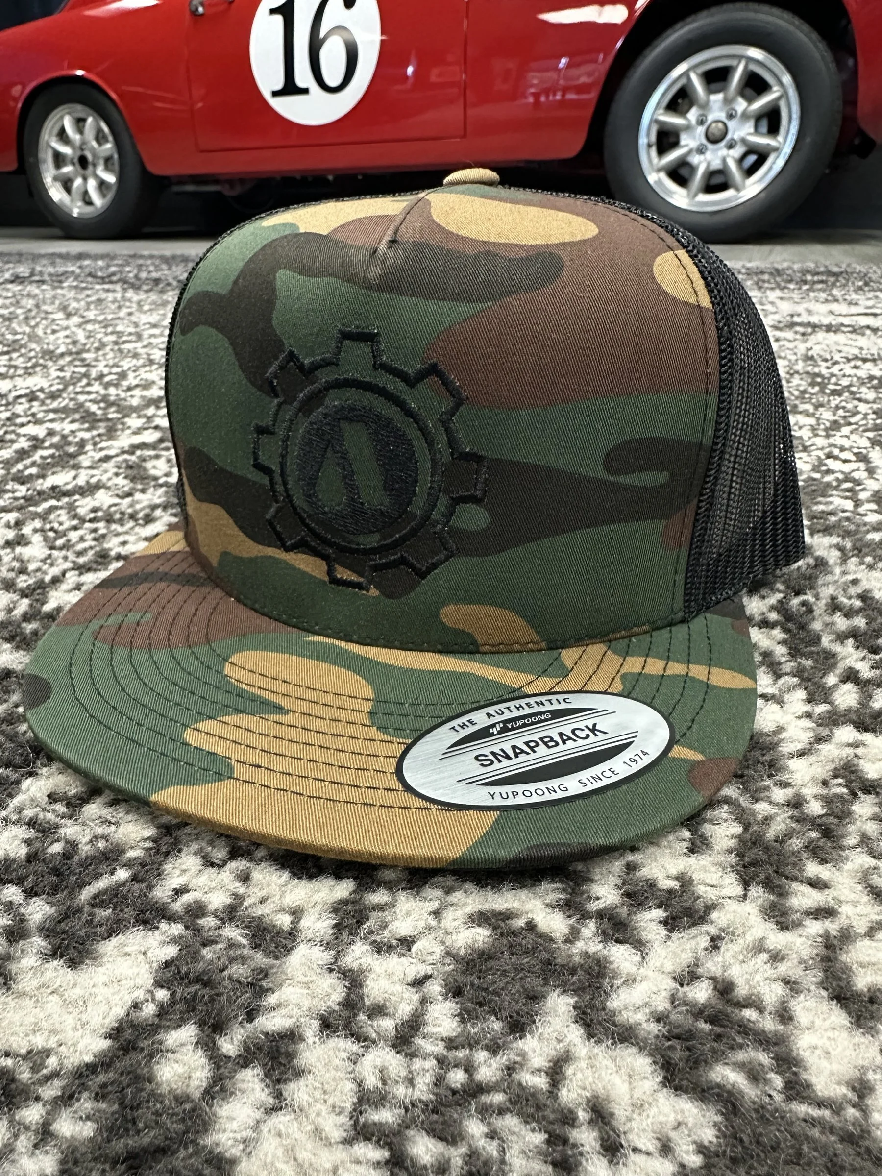 Camo Snapback Cap with Black AA Gear Logo