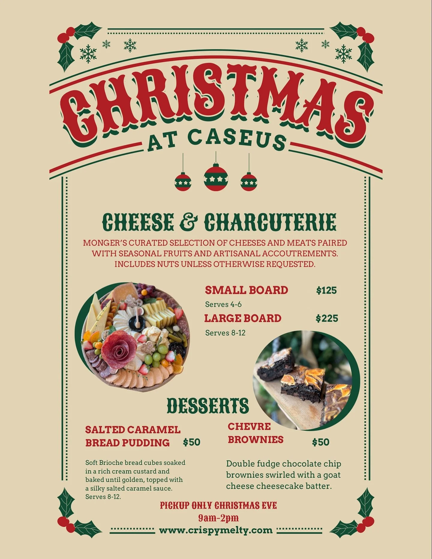 You bring the cheer, we bring the cheese. Holiday charcuterie board and dessert orders are live! Stop in or call the shop to reserve yours. 203-951-9758.