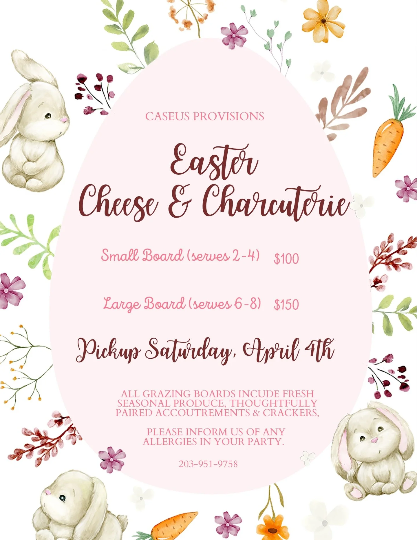 Easter menu is live! Hop in or call the shop to place your order! 🐰 Pickup is Saturday April 4th.