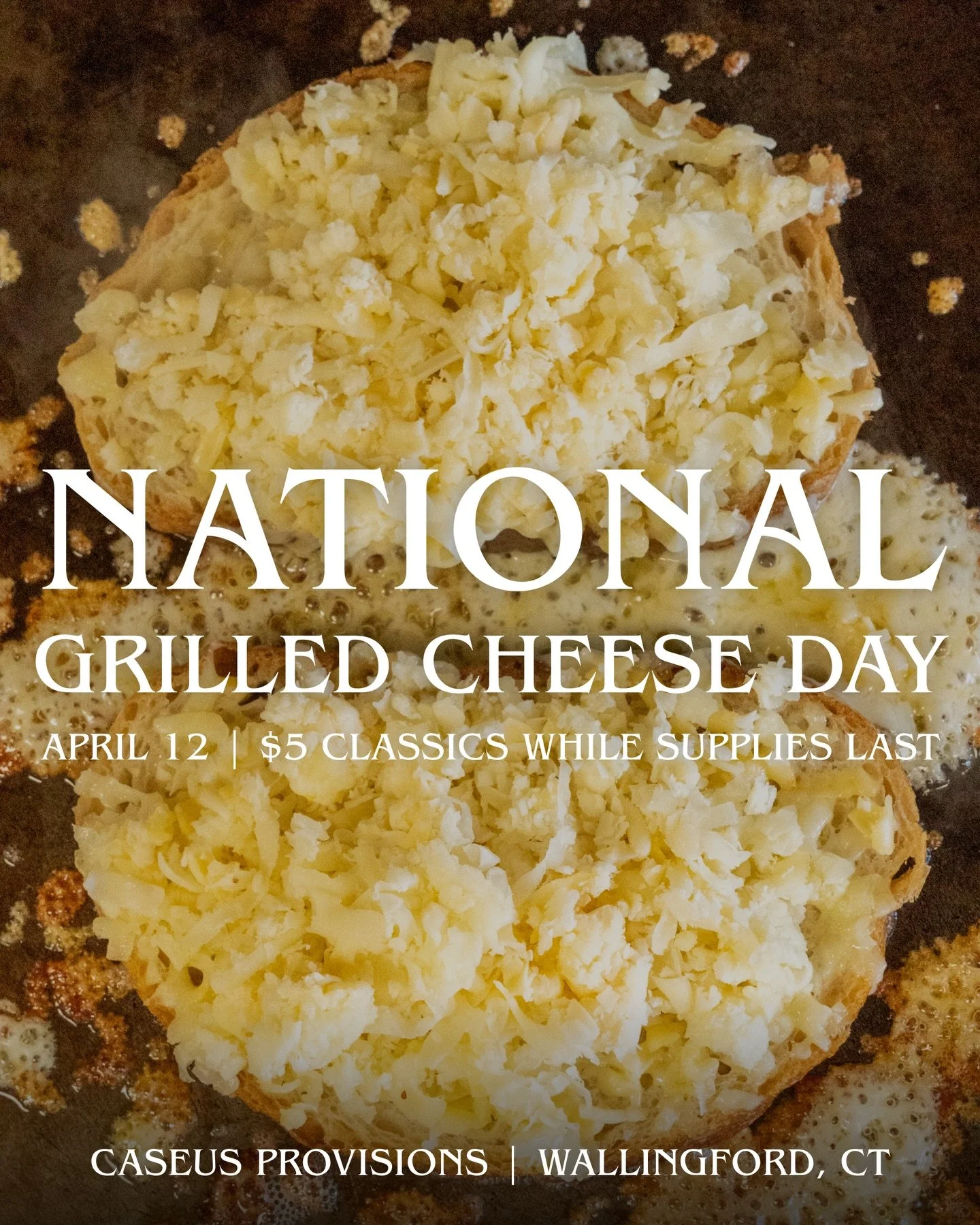 Everyone&rsquo;s favorite day is almost here! Join us for National Grilled Cheese Day on April 12. $5 Classics all day long, while supplies last. Whether you stop by our truck or come into the shop we&rsquo;ve got the grilled cheese you&rsquo;ve been