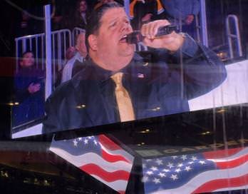 Todd Angilly singing the national anthem at TD Garden