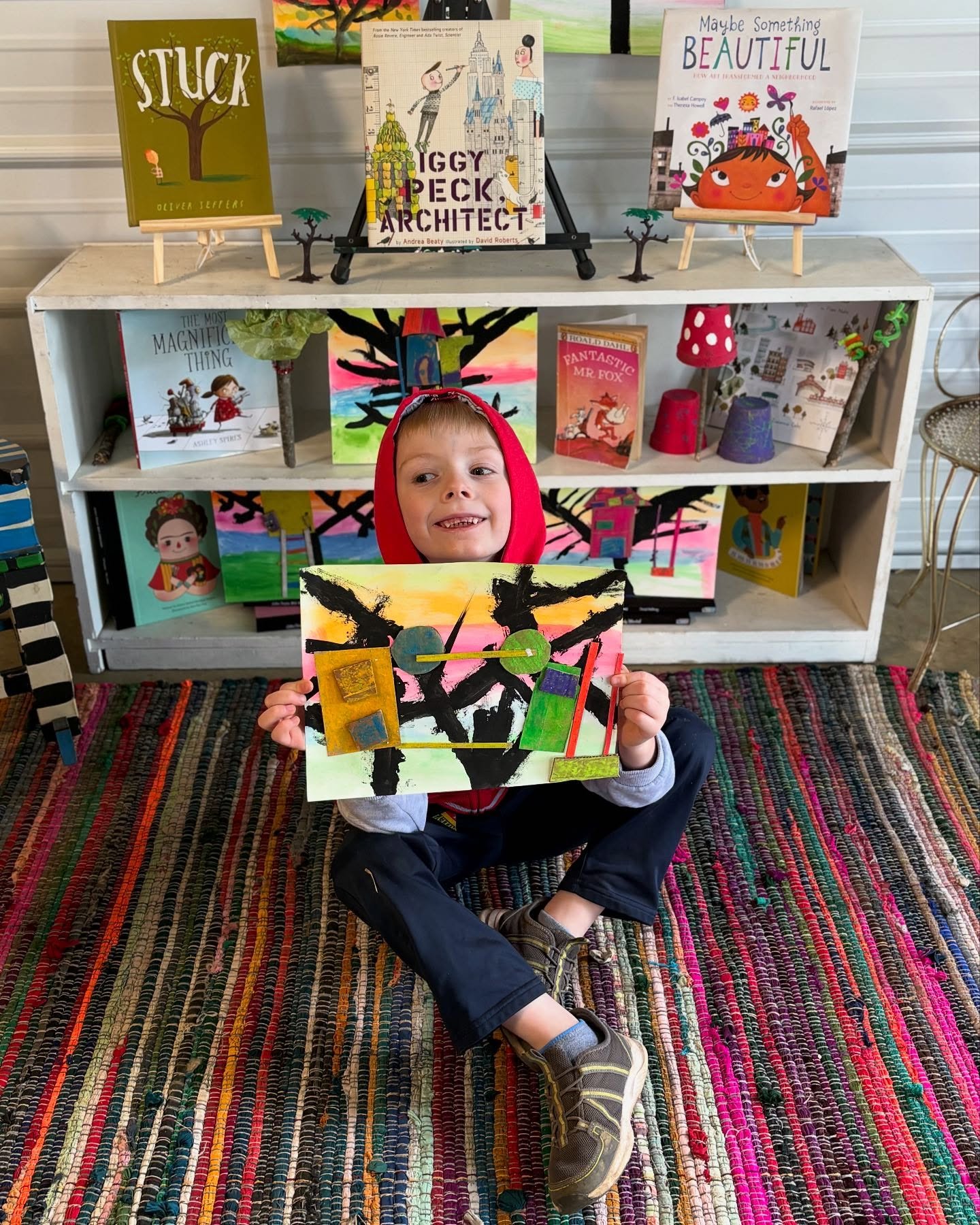 some of our birdies&rsquo; final project for the school year! We had an architecture unit and created these tree houses! We used all kinds of techniques we had learned in the last few months, like line variation, color composition, blending, and so m