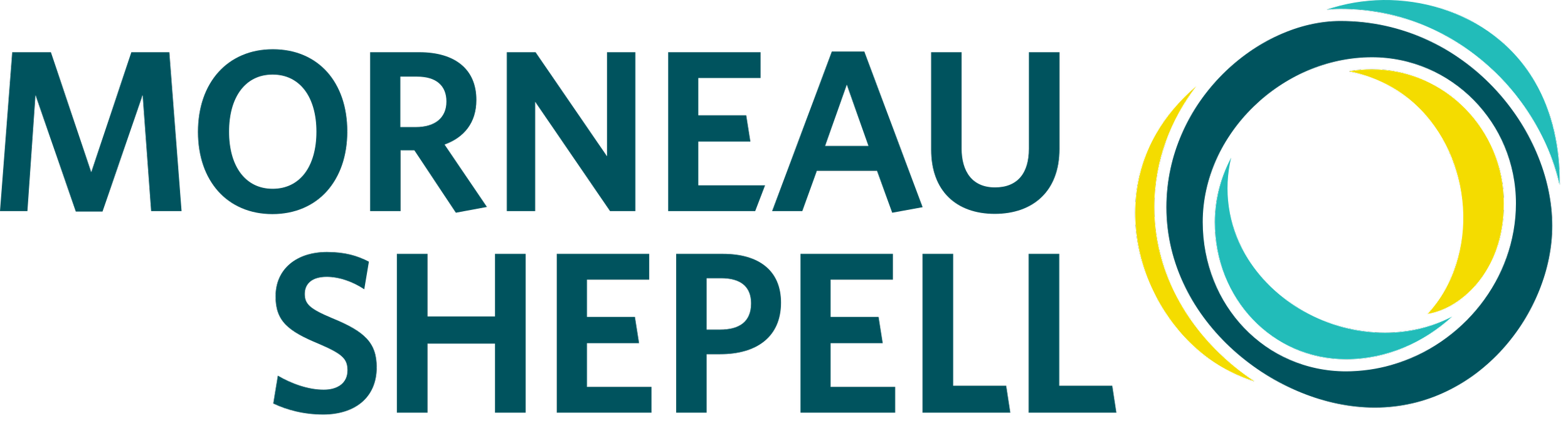 Logo avec le texte "Morneau Shepell" et un symbole abstrait de cercles colorés.