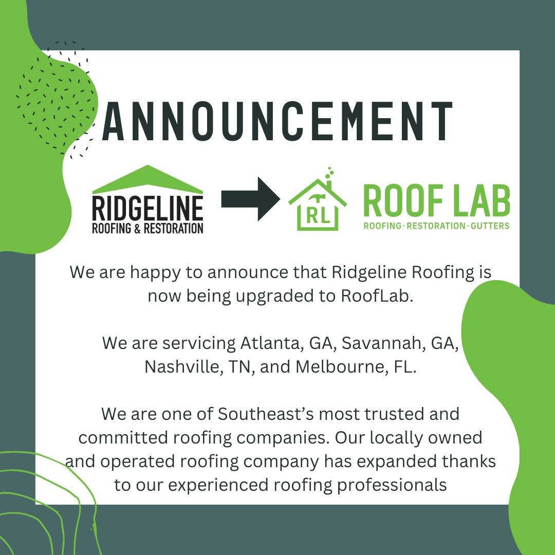 🌟 Big News! 🌟 We&rsquo;re excited to share that Ridgeline Roofing and Restoration is rebranding to RoofLab at four of our six locations! Get ready to experience roofing like never before with our fresh identity and innovative approach. Stay tuned f