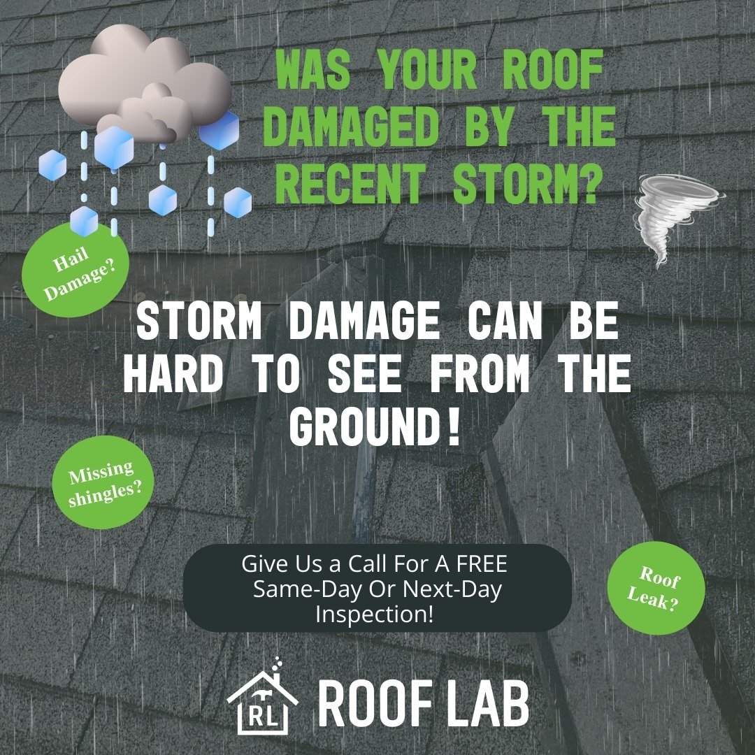Unsure if your roof was damaged by the storm last night? Our team at RoofLab is offering FREE inspections to anyone that may think they have storm damage. If you're unsure whether your roof was affected, give us a call! ☎️

#rooflab #stormdamage