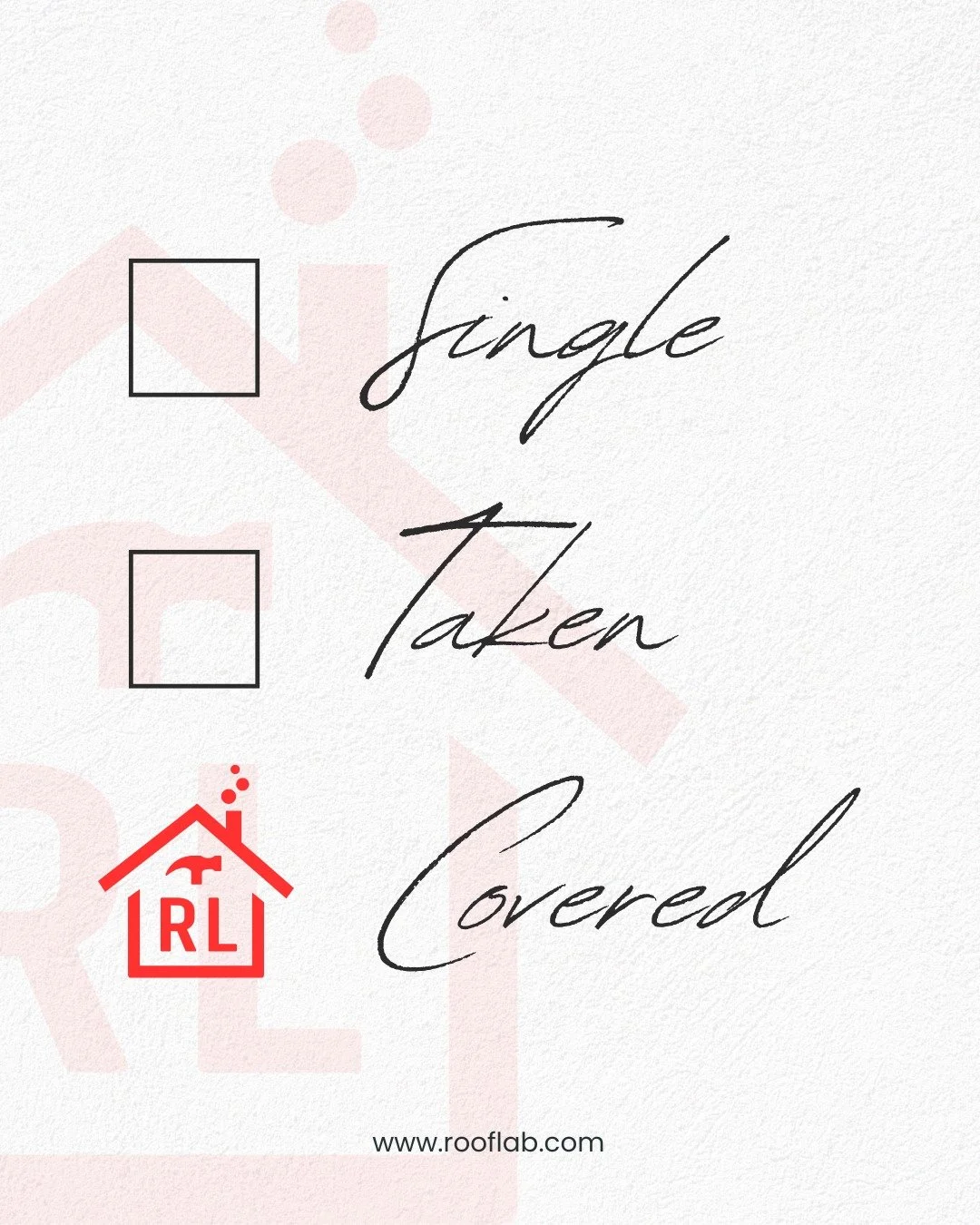 Happy Valentine&rsquo;s Day from RoofLab ❤️

Single.
Taken.
Covered. ✔️

If your roof isn&rsquo;t in a committed relationship yet&hellip; we know someone who is ready. 😉