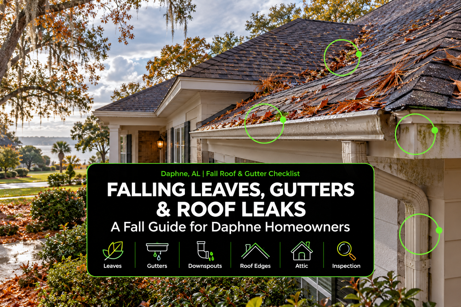 Falling Leaves, Gutters &amp; Roof Leaks: A Fall Guide for Daphne Homeowners
