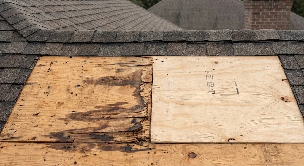 Damaged roof decking discovered during roof replacement in Mobile AL
