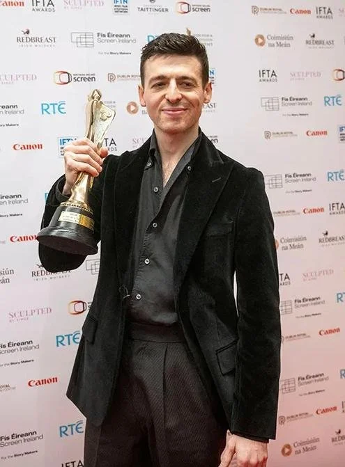 Anthony Boyle winning lead actor at the IFTA 2026 in Hume London