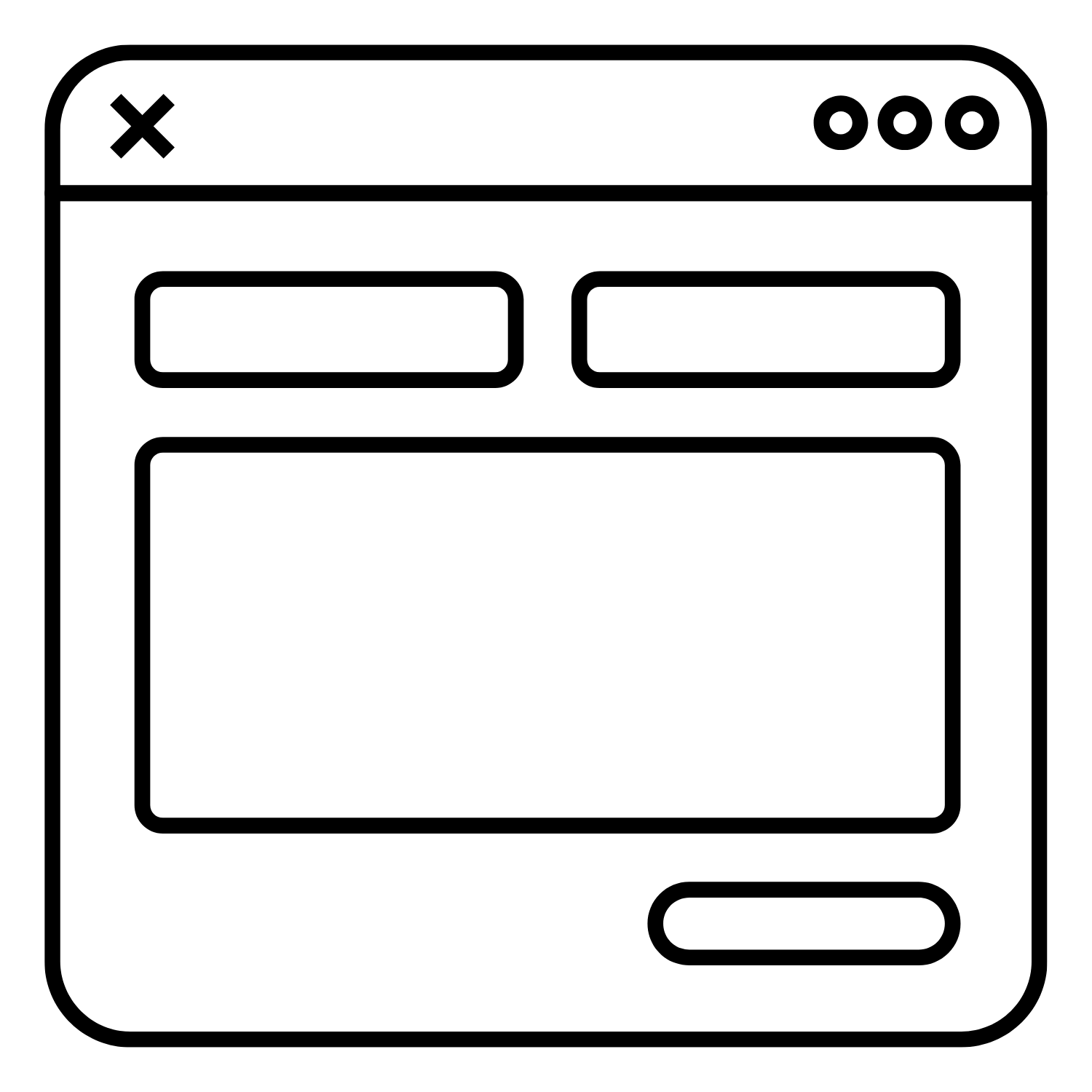 Outline of a browser window or monitor screen — clean, immediately communicates "website." Alternative: a pencil and ruler crossed, which signals design and precision.