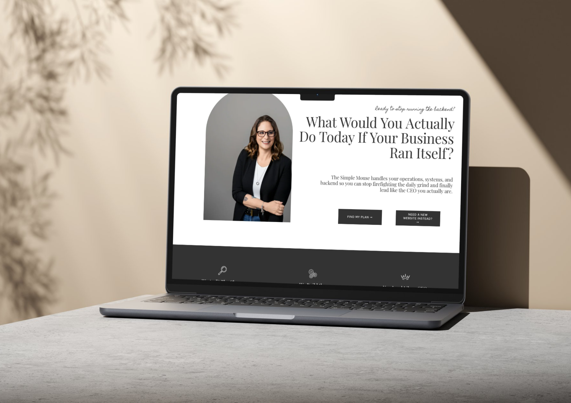 Clean professional service business website displayed on a computer screen