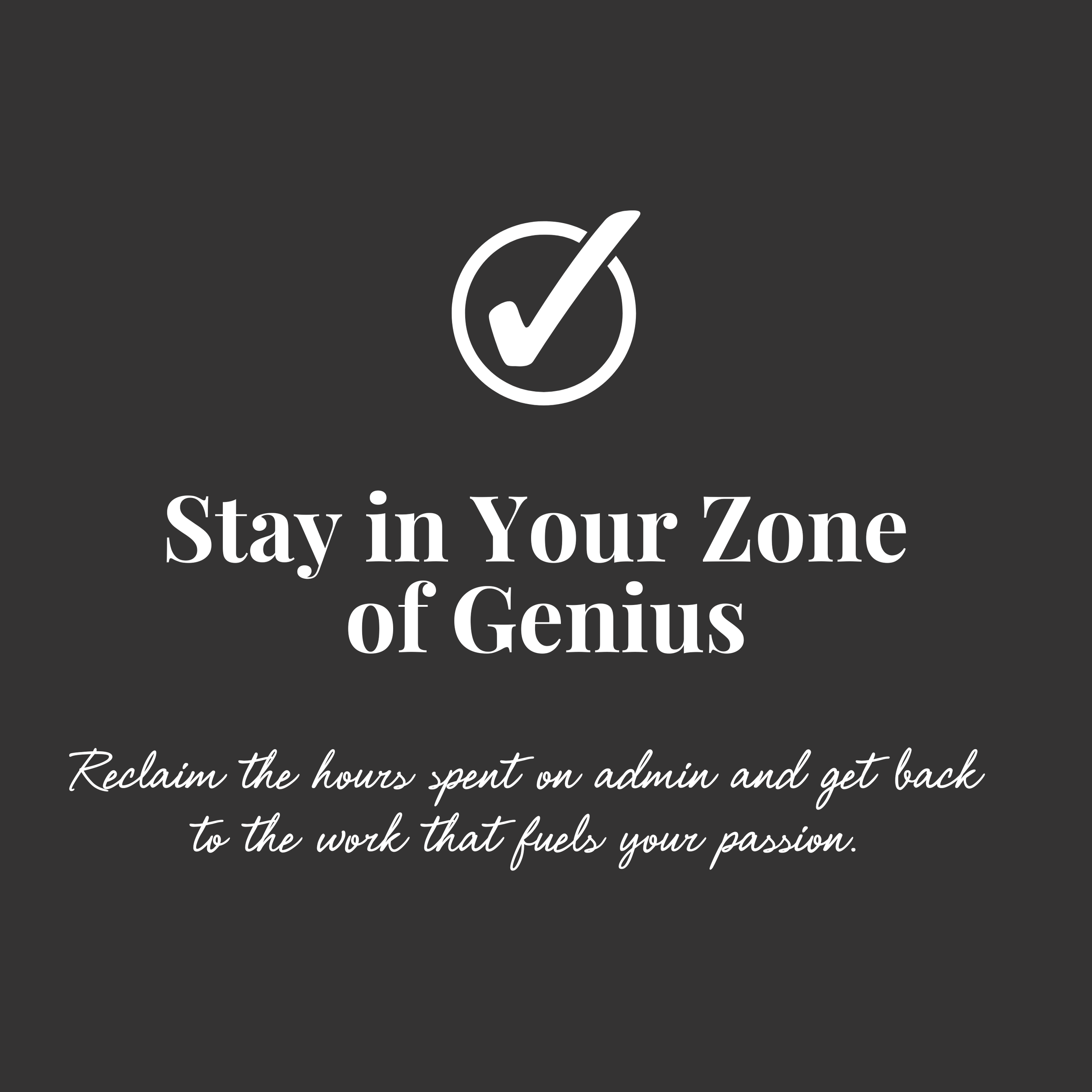 A graphic symbolizing a business owner focusing on their zone of genius while a professional VA handles the back-office operations.