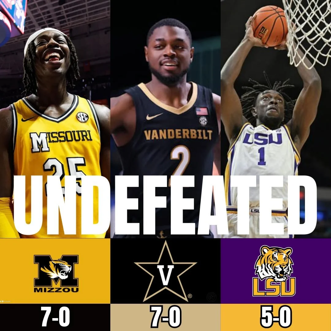These three SEC teams are undefeated and shoot out to @lsubasketball @mizzouhoops and @vandymbb !
#secbasketball #sechoops #ncaabasketball #ncaahoops #collegebasketball #collegehoops #ncaab #vandy #mizzou #lsutigers