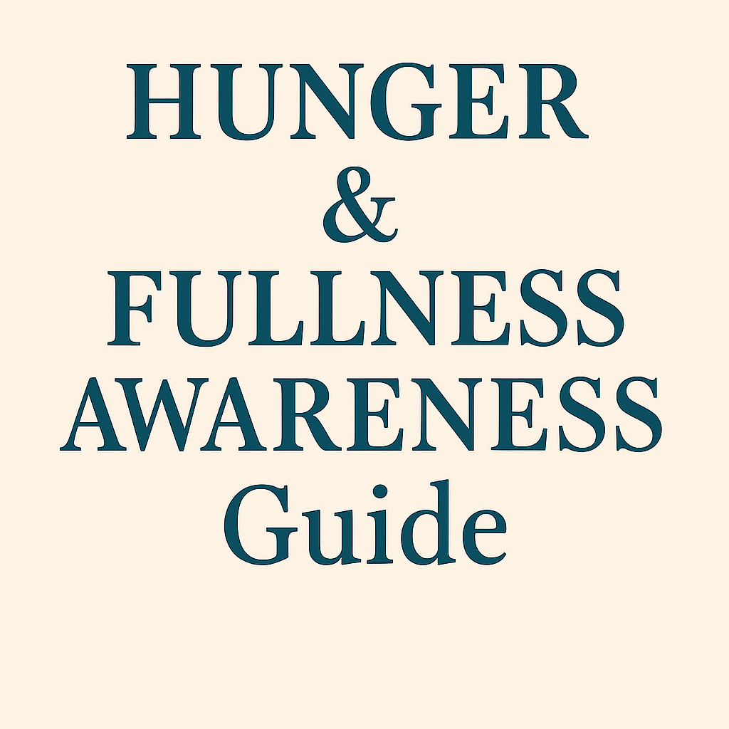 Digital cover image for Hunger and Fullness Awareness Guide, a nutrition psychology tool for mindful eating and appetite control.